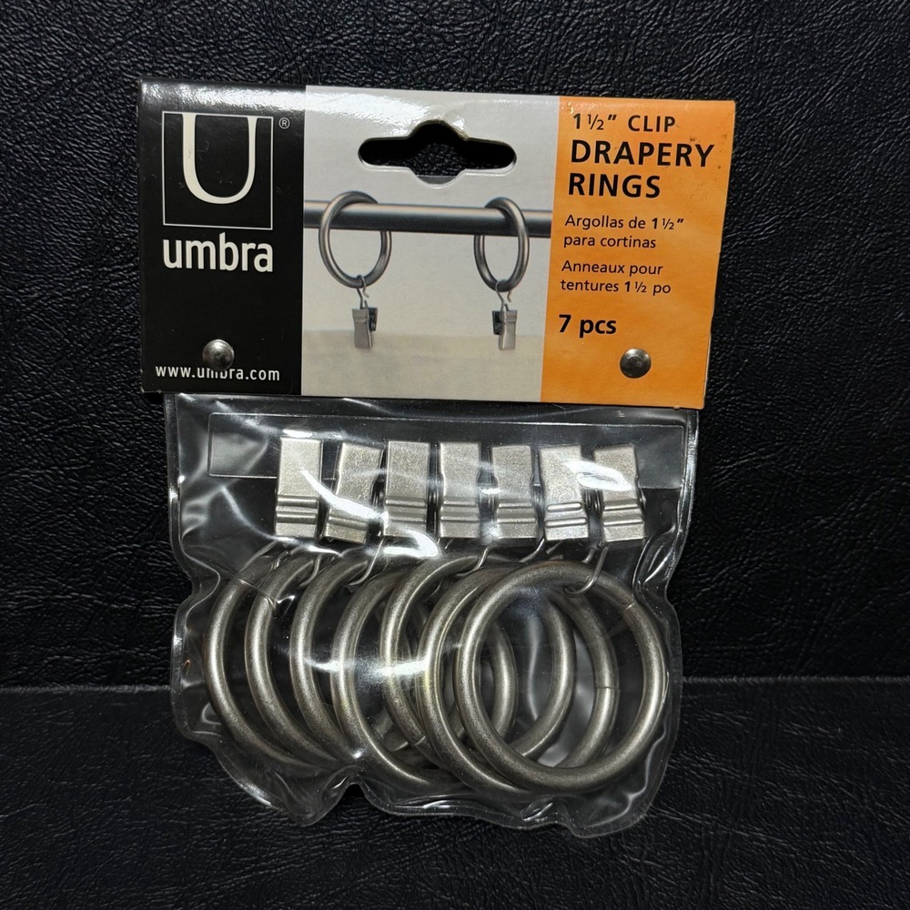 Umbra 1.5 Inch Drapery Clip Rings Pewter Plated Metal 7 Pack Lot of 3 21 Total